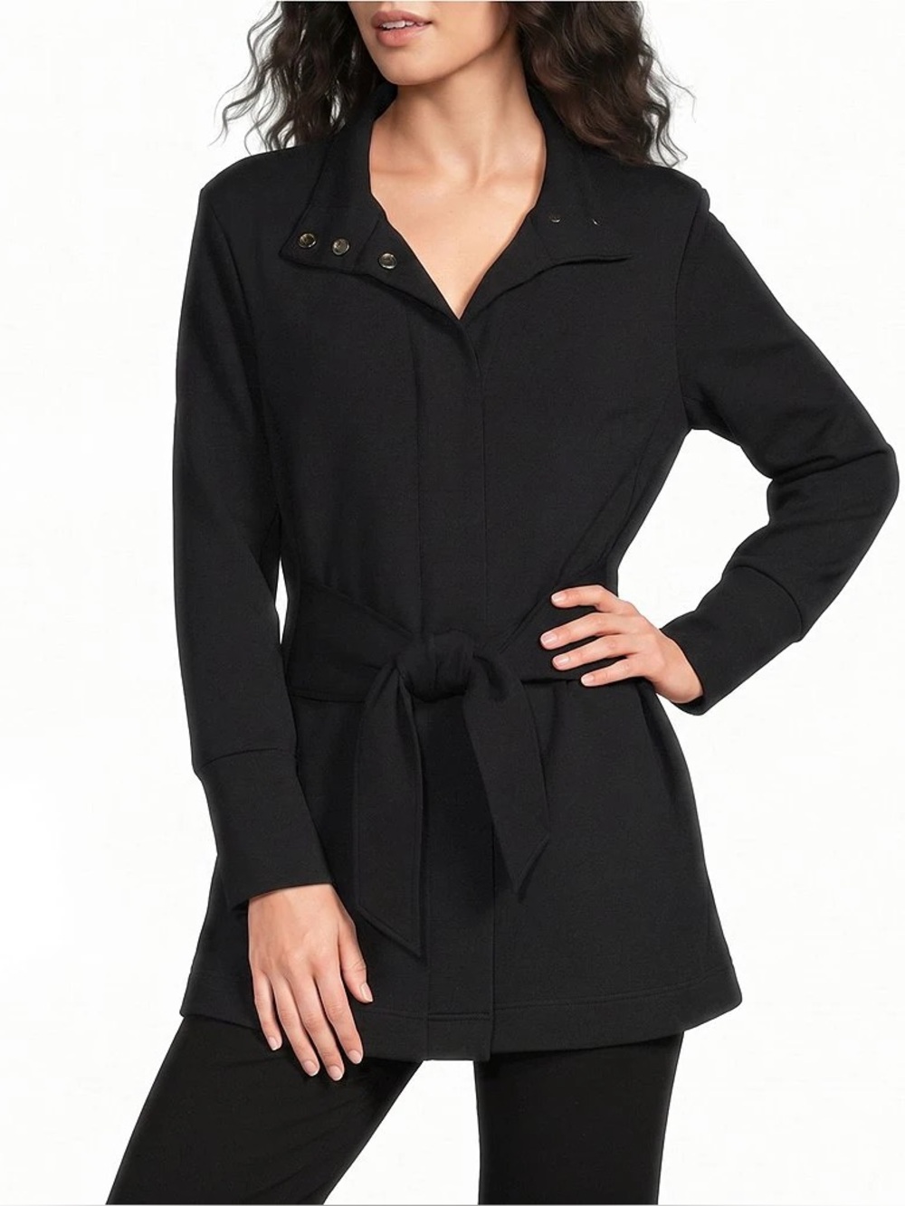 Varley Anset High Neck Long Sleeve Belted Jacket in Black - M
